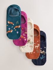 Autumn Animals Invisible Trainers Socks 5 Pack - Image 1 of 8