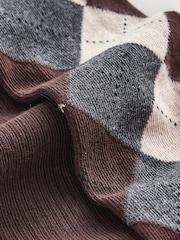 Brown Argyle Knee High Socks 2 Pack - Image 5 of 5