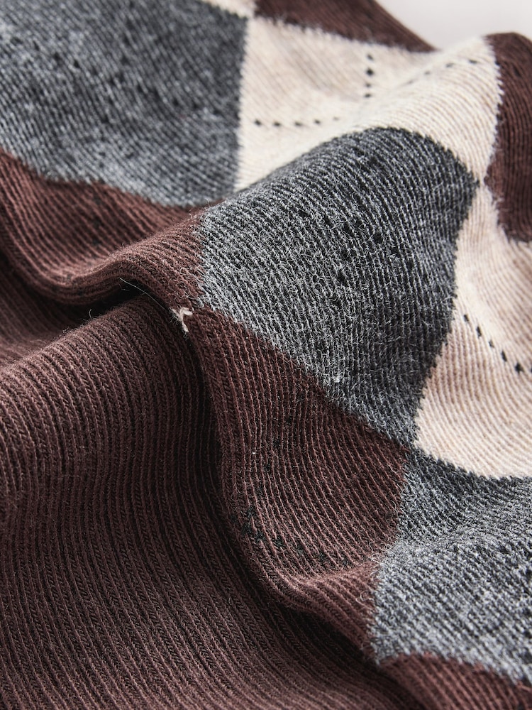 Brown Argyle Knee High Socks 2 Pack - Image 5 of 5 Brown Argyle Knee High Socks 2 Pack - Image 5 of 5