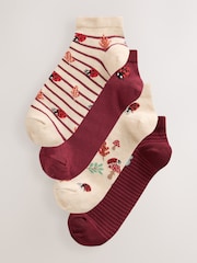Berry Red Ladybird Trainer Socks 4 Pack - Image 1 of 7