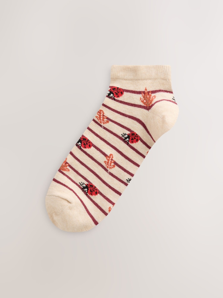 Berry Red Ladybird Trainer Socks 4 Pack - Image 2 of 7 Berry Red Ladybird Trainer Socks 4 Pack - Image 2 of 7
