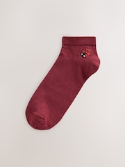 Berry Red Ladybird Trainer Socks 4 Pack - Image 3 of 7