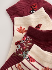 Berry Red Ladybird Trainer Socks 4 Pack - Image 6 of 7