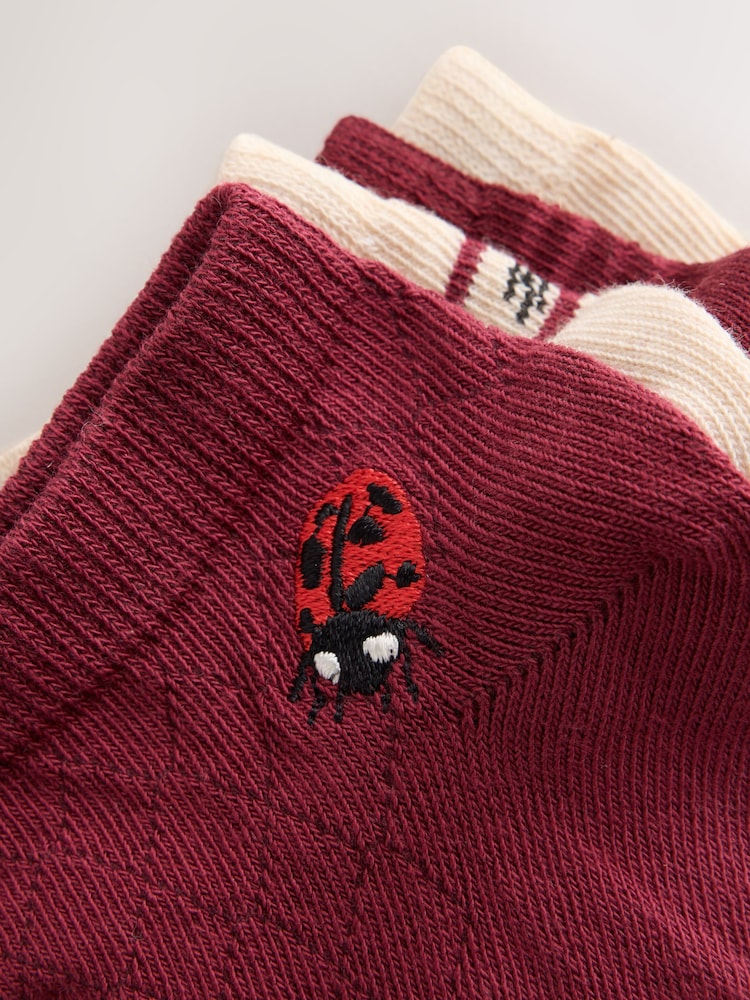 Berry Red Ladybird Trainer Socks 4 Pack - Image 7 of 7 Berry Red Ladybird Trainer Socks 4 Pack - Image 7 of 7