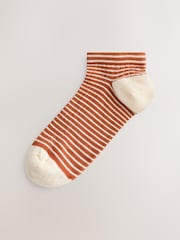Burgundy Red/Cream Stripe Trainer Socks 5 Pack - Image 5 of 8