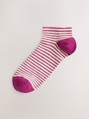 Burgundy Red/Cream Stripe Trainer Socks 5 Pack - Image 6 of 8