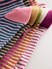 Burgundy Red/Cream Stripe Trainer Socks 5 Pack - Image 7 of 8
