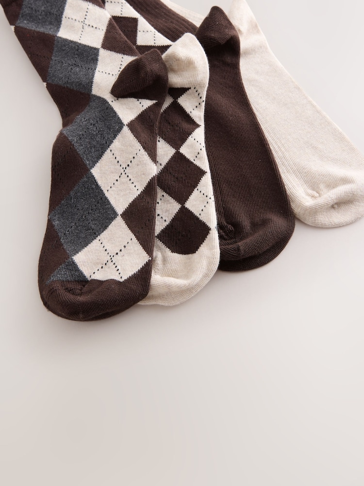 Neutral Argyle Pattern - Κάλτσες αστραγάλου 4 πακέτο - Εικόνα 7 από 7
