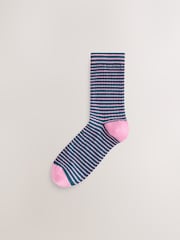 Burgundy Red/Cream Stripe Ankle Socks 5 Pack - Image 2 of 8