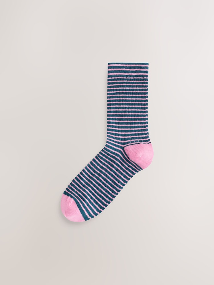 Burgundy Red/Cream Stripe Ankle Socks 5 Pack - Image 2 of 8 Burgundy Red/Cream Stripe Ankle Socks 5 Pack - Image 2 of 8