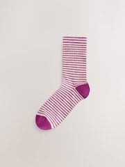 Burgundy Red/Cream Stripe Ankle Socks 5 Pack - Image 3 of 8