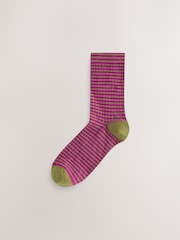 Burgundy Red/Cream Stripe Ankle Socks 5 Pack - Image 4 of 8