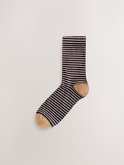 Burgundy Red/Cream Stripe Ankle Socks 5 Pack - Image 5 of 8