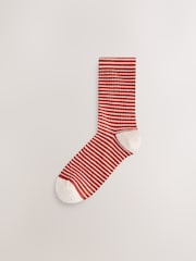 Burgundy Red/Cream Stripe Ankle Socks 5 Pack - Image 6 of 8