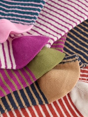 Burgundy Red/Cream Stripe Ankle Socks 5 Pack - Image 7 of 8