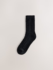 ធ្យូងពណ៌ប្រផេះ - Cable Knit Chenille Cosy Socks 2 Pack - រូបភាព 3 នៃ 5