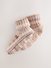 Neutral Tonal Knitted Bootsie Slipper Socks - Image 1 of 3