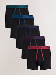 Black Contrast Binding 5 Pack A-Front Cotton Rich Boxers - Image 1 of 10