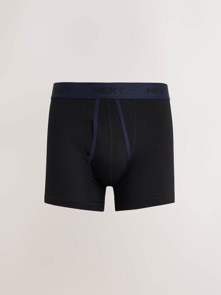 Black Contrast Binding 5 Pack A-Front Cotton Rich Boxers - Image 2 of 10 Black Contrast Binding 5 Pack A-Front Cotton Rich Boxers - Image 2 of 10