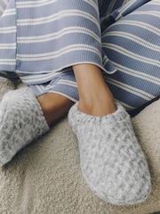 ពណ៌ប្រផេះស្រាល - Cable Knit Footsie Slipper Socks 1 Pack - រូបភាព 3 នៃ 9