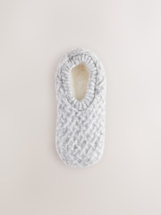 ពណ៌ប្រផេះស្រាល - Cable Knit Footsie Slipper Socks 1 Pack - រូបភាព 5 នៃ 9