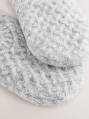 ពណ៌ប្រផេះស្រាល - Cable Knit Footsie Slipper Socks 1 Pack - រូបភាព 8 នៃ 9