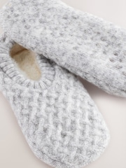 ពណ៌ប្រផេះស្រាល - Cable Knit Footsie Slipper Socks 1 Pack - រូបភាព 9 នៃ 9