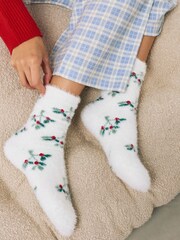 Christmas Mistletoe/Red Super Furry Cosy Socks 2 Pack - Image 2 of 7