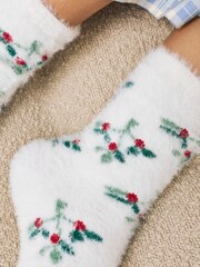 Christmas Mistletoe/Red Super Furry Cosy Socks 2 Pack - Image 3 of 7