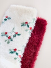 Christmas Mistletoe/Red Super Furry Cosy Socks 2 Pack - Image 6 of 7