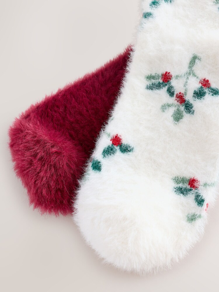 Christmas Mistletoe/Red Super Furry Cosy Socks 2 Pack - Image 7 of 7 Christmas Mistletoe/Red Super Furry Cosy Socks 2 Pack - Image 7 of 7