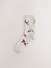 Charlie The Cockapoo/Green Stripe Super Furry Cosy Socks 2 Pack - Image 2 of 5