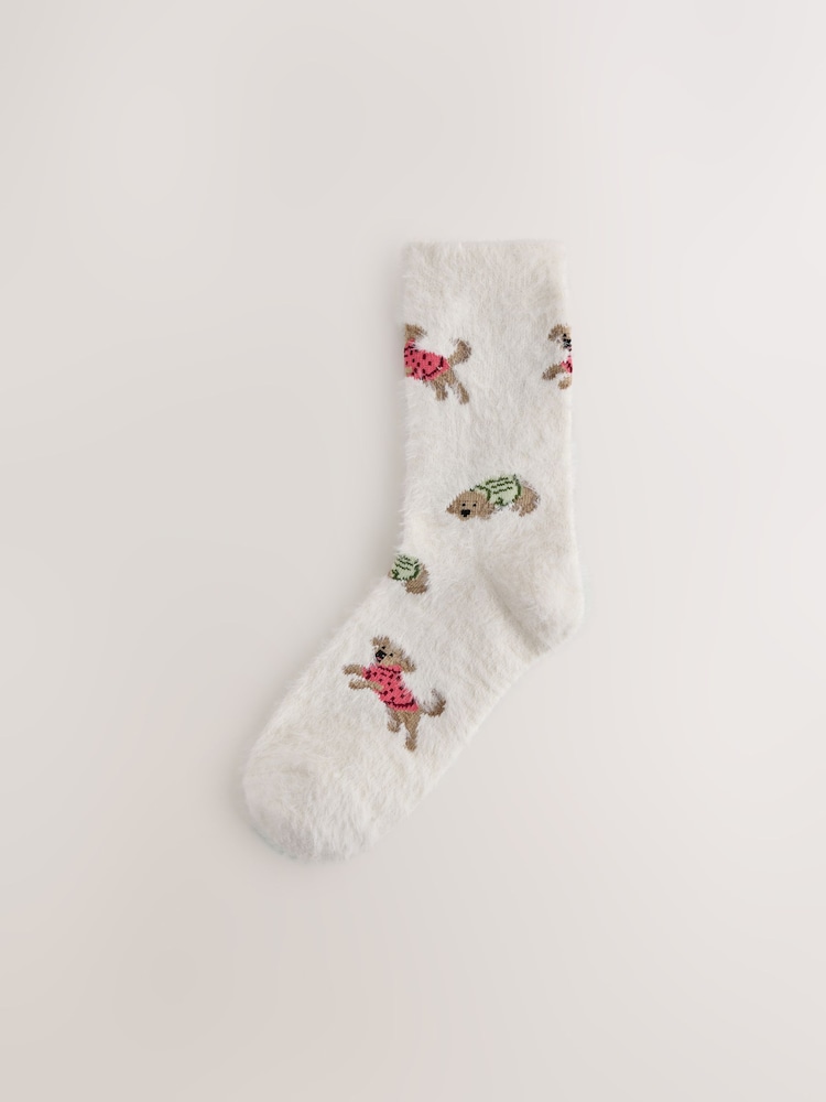 Charlie The Cockapoo/Green Stripe Super Furry Cosy Socks 2 Pack - Image 2 of 5