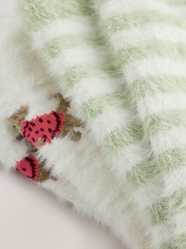 Charlie The Cockapoo/Green Stripe Super Furry Cosy Socks 2 Pack - Image 5 of 5