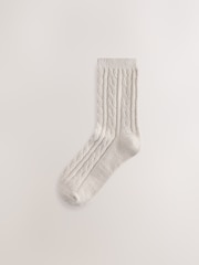 Rose Pink/Cream - Cable Knit Chenille Cosy Socks 2 Pack - រូបភាព 3 នៃ 5