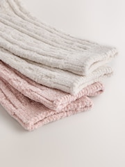 Rose Pink/Cream - Cable Knit Chenille Cosy Socks 2 Pack - រូបភាព 4 នៃ 5