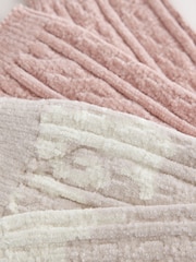 Rose Pink/Cream - Cable Knit Chenille Cosy Socks 2 Pack - រូបភាព 5 នៃ 5