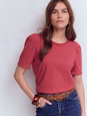 Boden Red Ali Scallop T-Shirt - Image 4 of 5