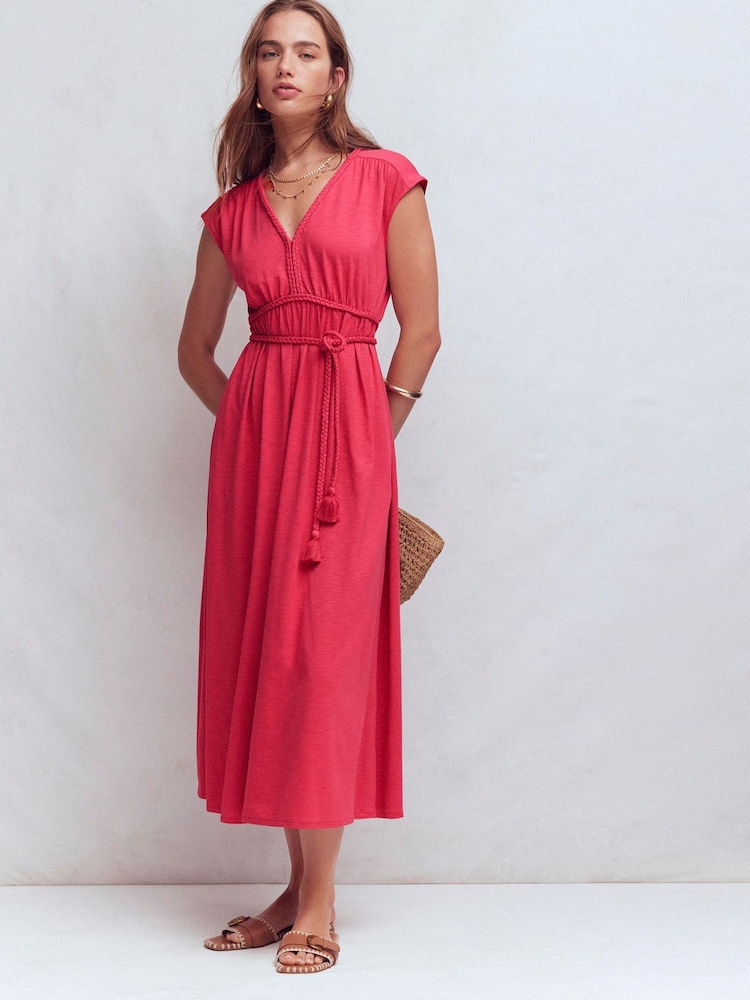 Boden Pink Heidi Ruched Rope Jersey Dress - Image 1 of 7