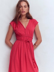 Boden Pink Heidi Ruched Rope Jersey Dress - Image 5 of 7