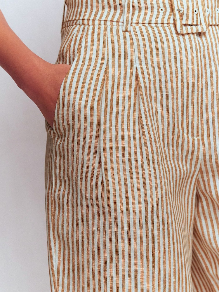 Boden Brown Chelsea Belted Linen Shorts - Image 2 of 6 Boden Brown Chelsea Belted Linen Shorts - Image 2 of 6