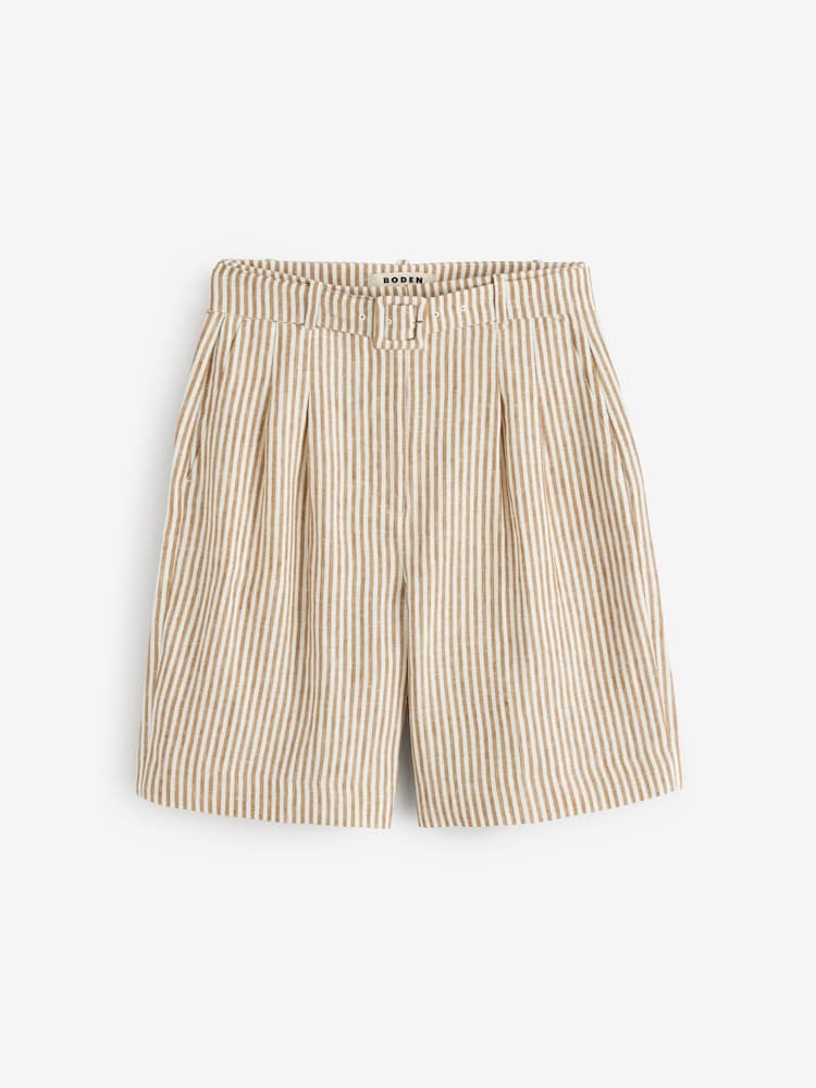 Boden Brown Chelsea Belted Linen Shorts - Image 6 of 6 Boden Brown Chelsea Belted Linen Shorts - Image 6 of 6