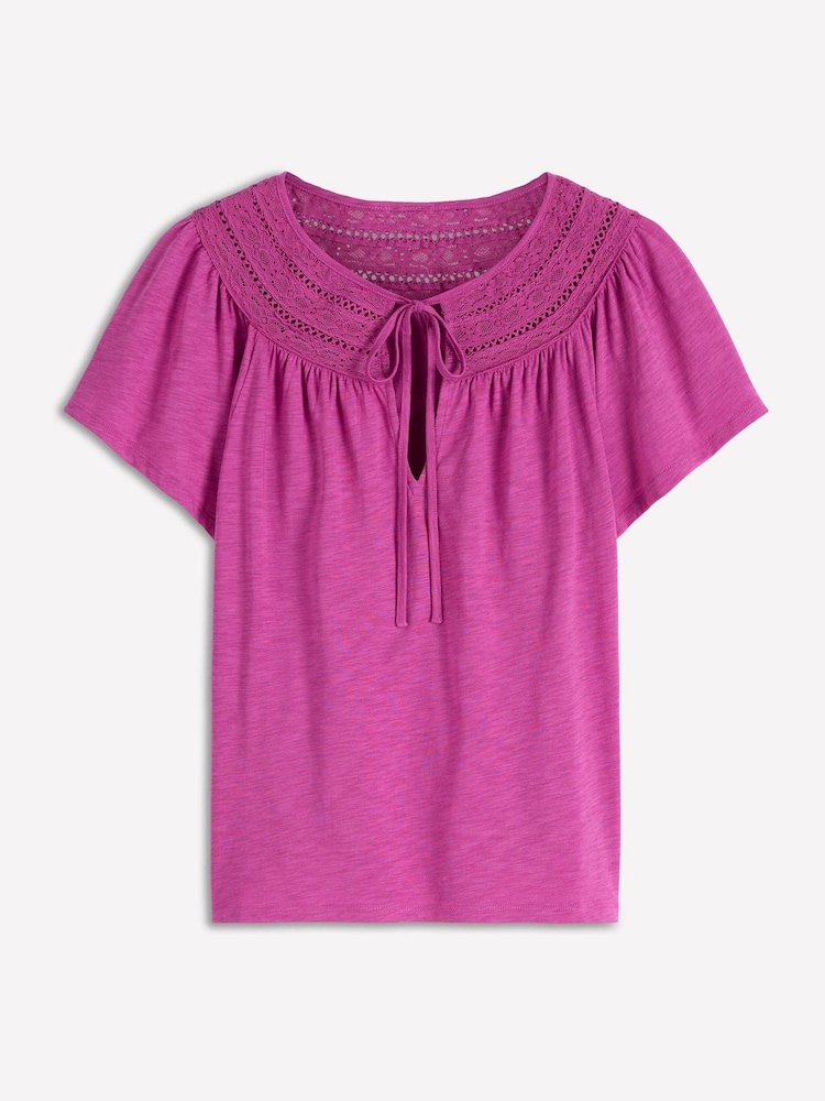 Boden Purple Edi Trim Detail T-Shirt - Image 1 of 1