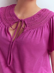 Boden Purple Edi Trim Detail T-Shirt - Image 2 of 5