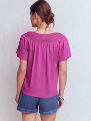 Boden Purple Edi Trim Detail T-Shirt - Image 3 of 5