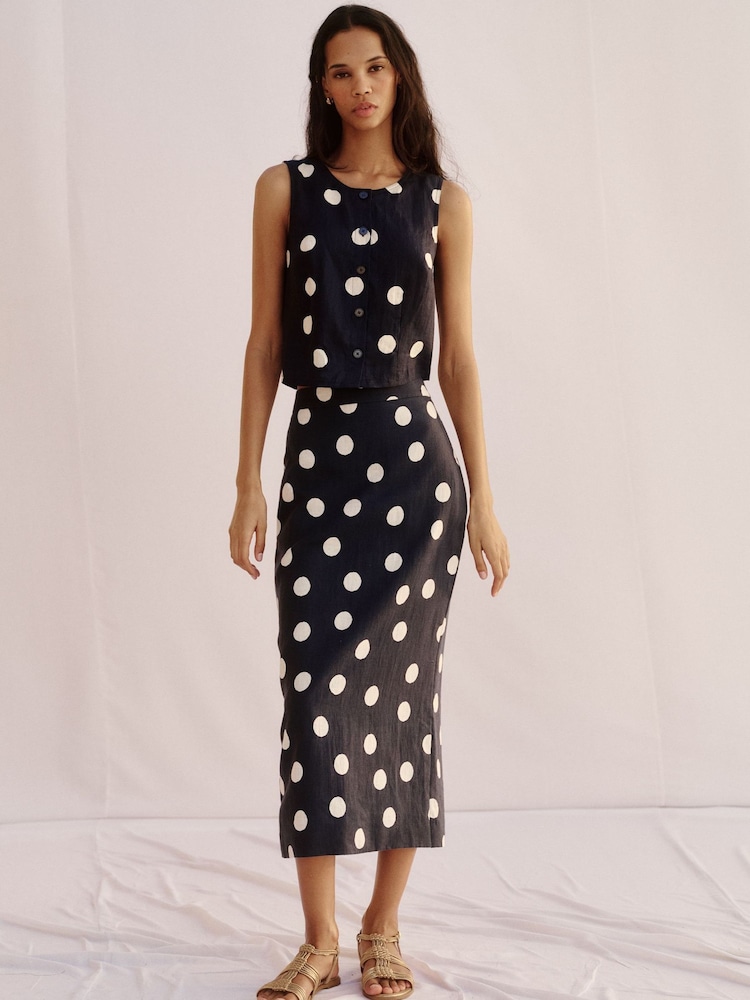 Boden Blue Andrea Linen Shell Top - Image 1 of 6