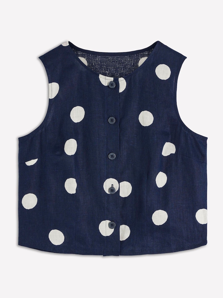 Boden Blue Andrea Linen Shell Top - Image 6 of 6