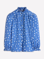 Boden Blue Emily Pom Detail Ruffle Shirt - Image 5 of 5