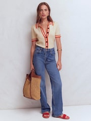 Boden Cream Crochet Trim Cardigan - Image 4 of 7