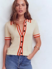 Boden Cream Crochet Trim Cardigan - Image 5 of 7
